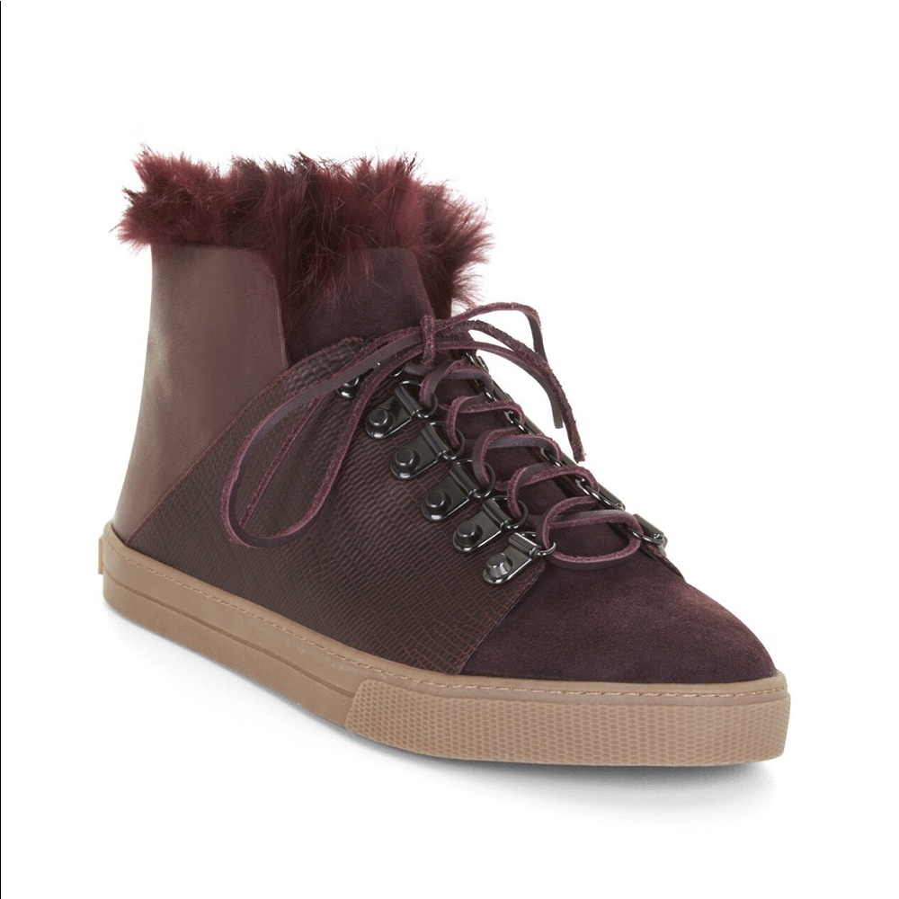 BCBG faux fur sneaker